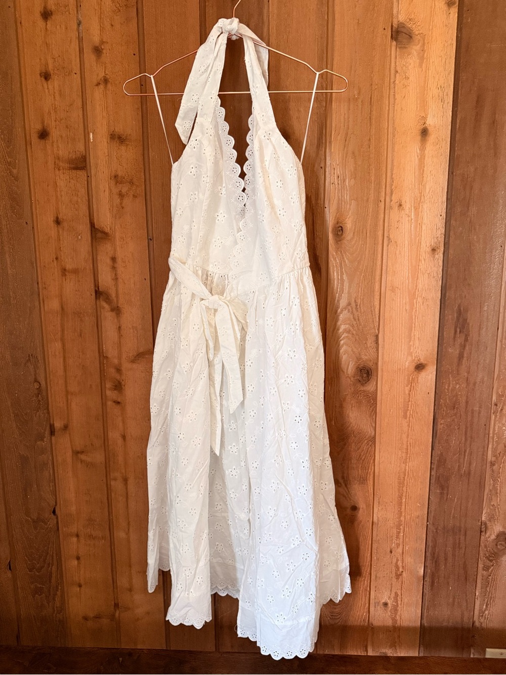 Frankie's Bikinis White Eyelet Halter Midi Dress